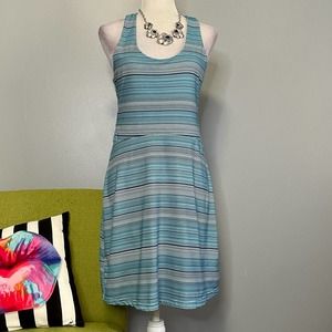 Tehama Blue Striped Sleeveless Athletic Tank Dress